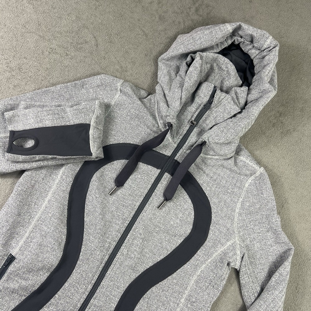 Lululemon Sweatshirt Womens Size 6 Ghost Herringbone Brushed Stride Jacket